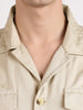 Men's Cream Regular Fit Embroidered Casual Shirts