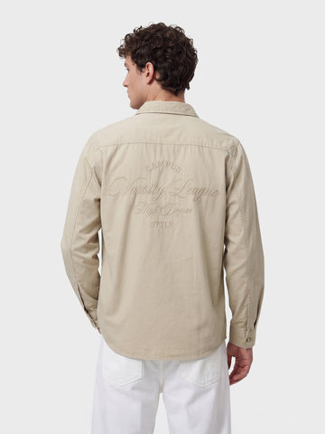 Men's Cream Regular Fit Embroidered Casual Shirts