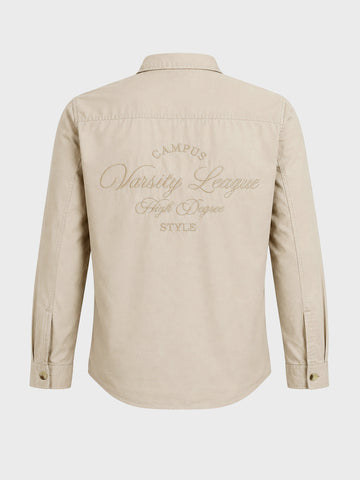 Men's Cream Regular Fit Embroidered Casual Shirts