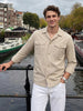 Men's Cream Regular Fit Embroidered Casual Shirts