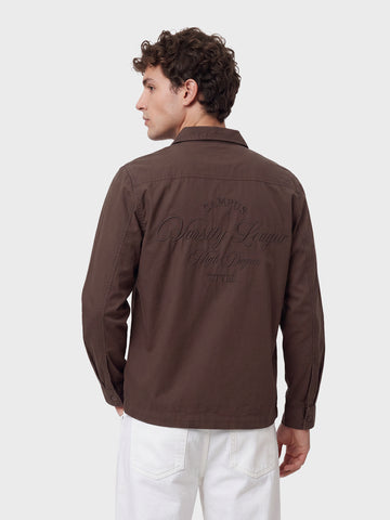 Men's Brown Regular Fit Embroidered Casual Shirts