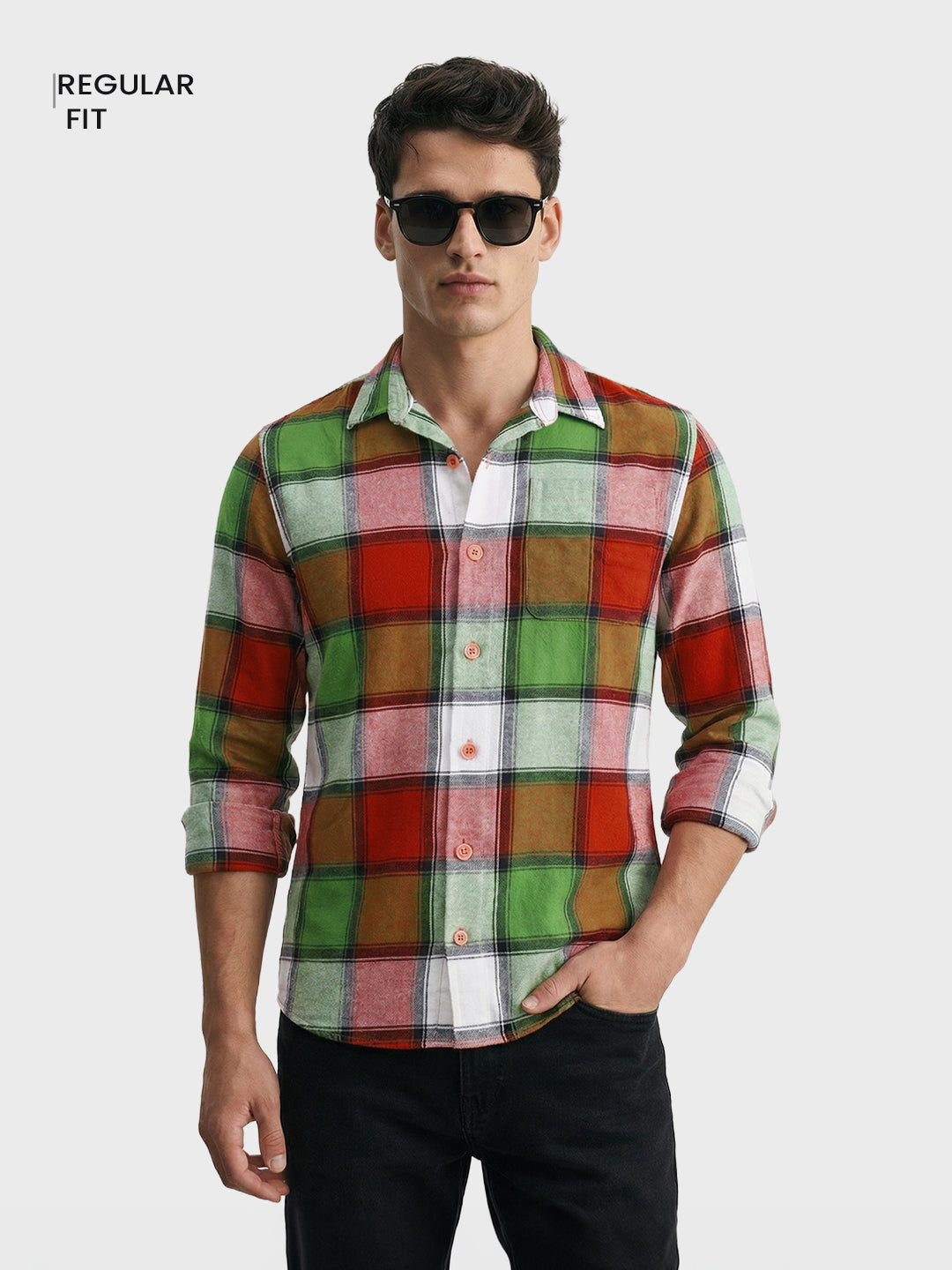 Men's Multicolor Regular Fit Checkered Casual Shirt