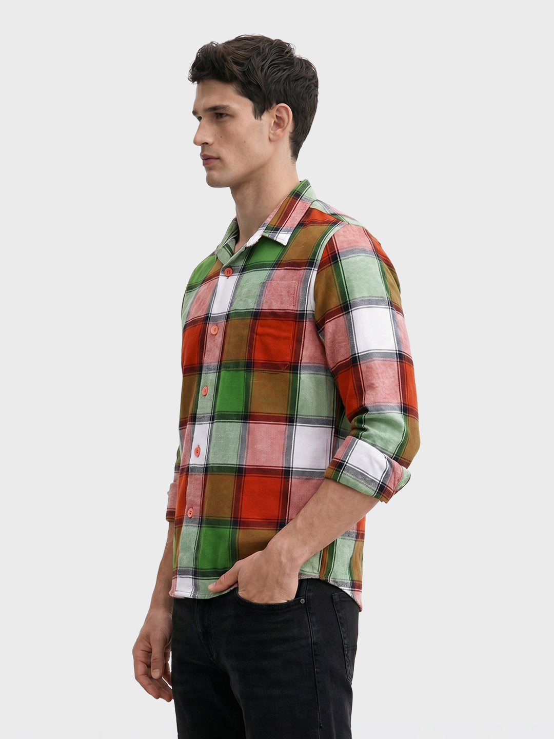 Men's Multicolor Regular Fit Checkered Casual Shirt