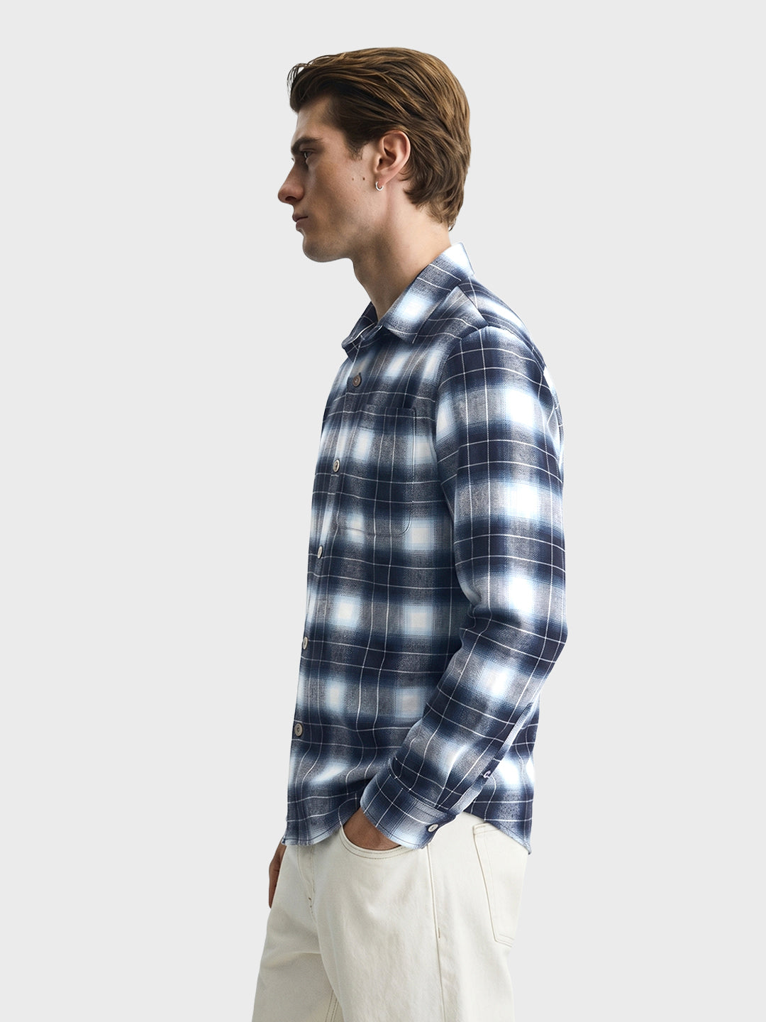 Men's Blue Regular Fit Checkered Casual Shirt
