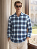 Men's Blue Regular Fit Checkered Casual Shirt