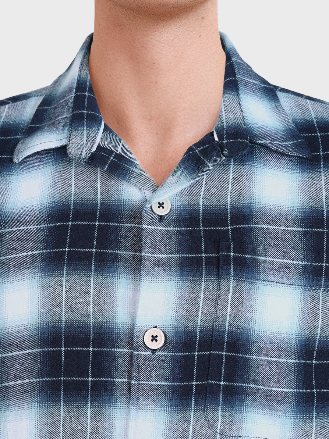 Men's Blue Regular Fit Checkered Casual Shirt