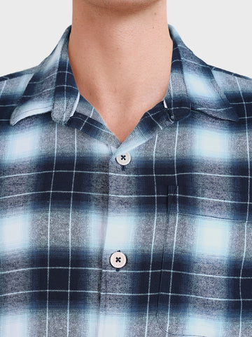 Men's Blue Regular Fit Checkered Casual Shirt