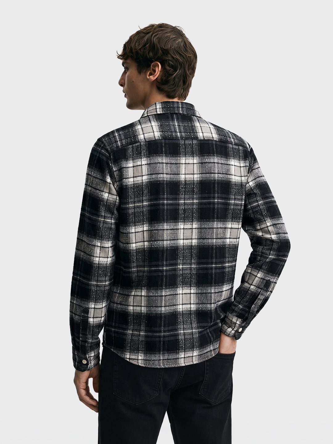 Men's Black Regular Fit Checkered Casual Shirt