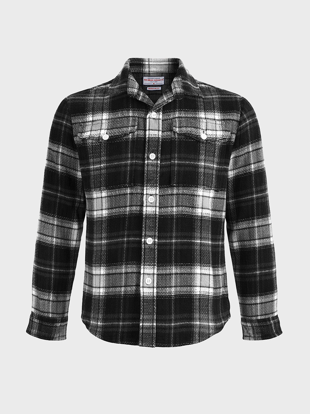 Men's Black Regular Fit Checkered Casual Shirt