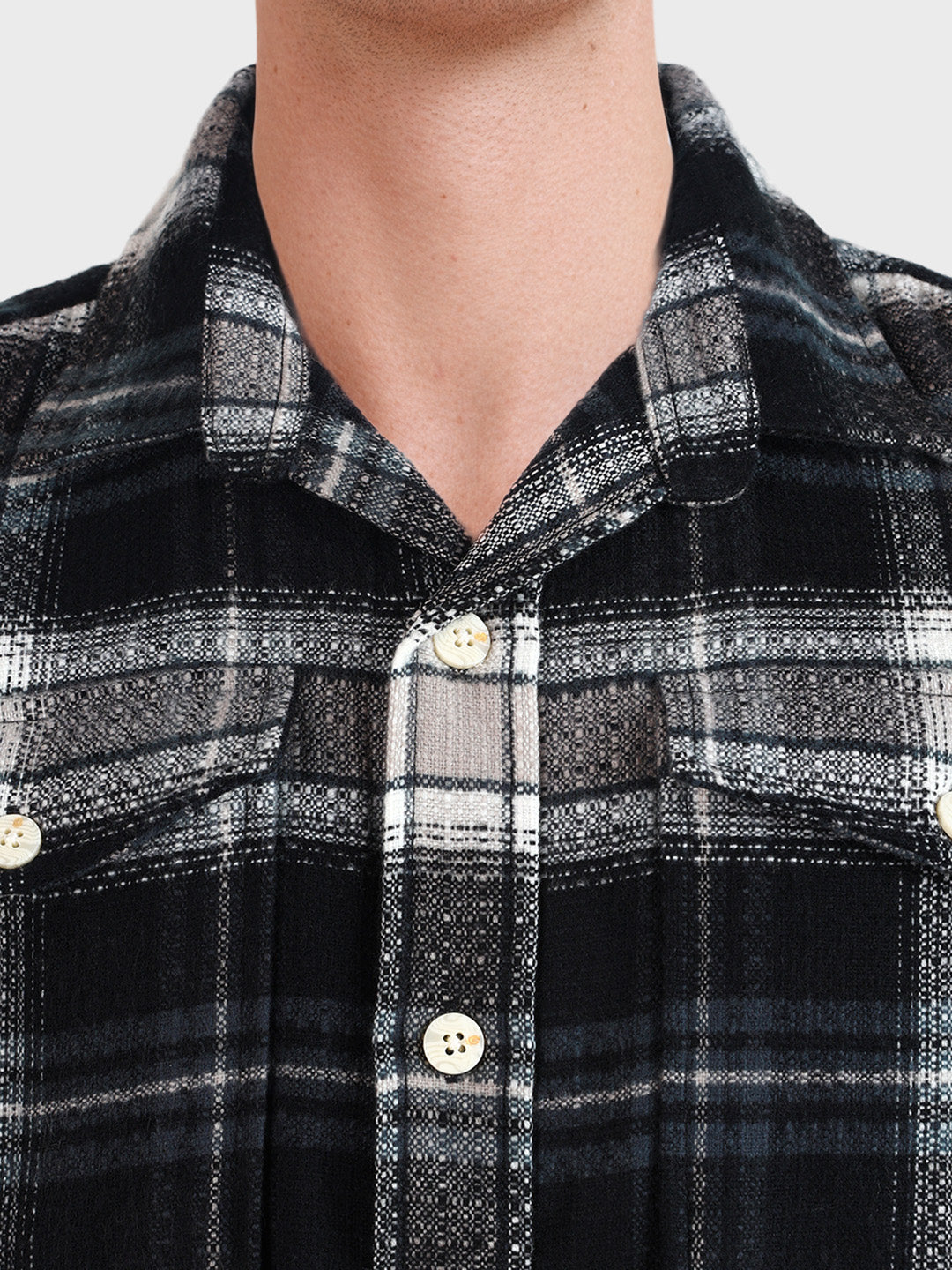 Men's Black Regular Fit Checkered Casual Shirt