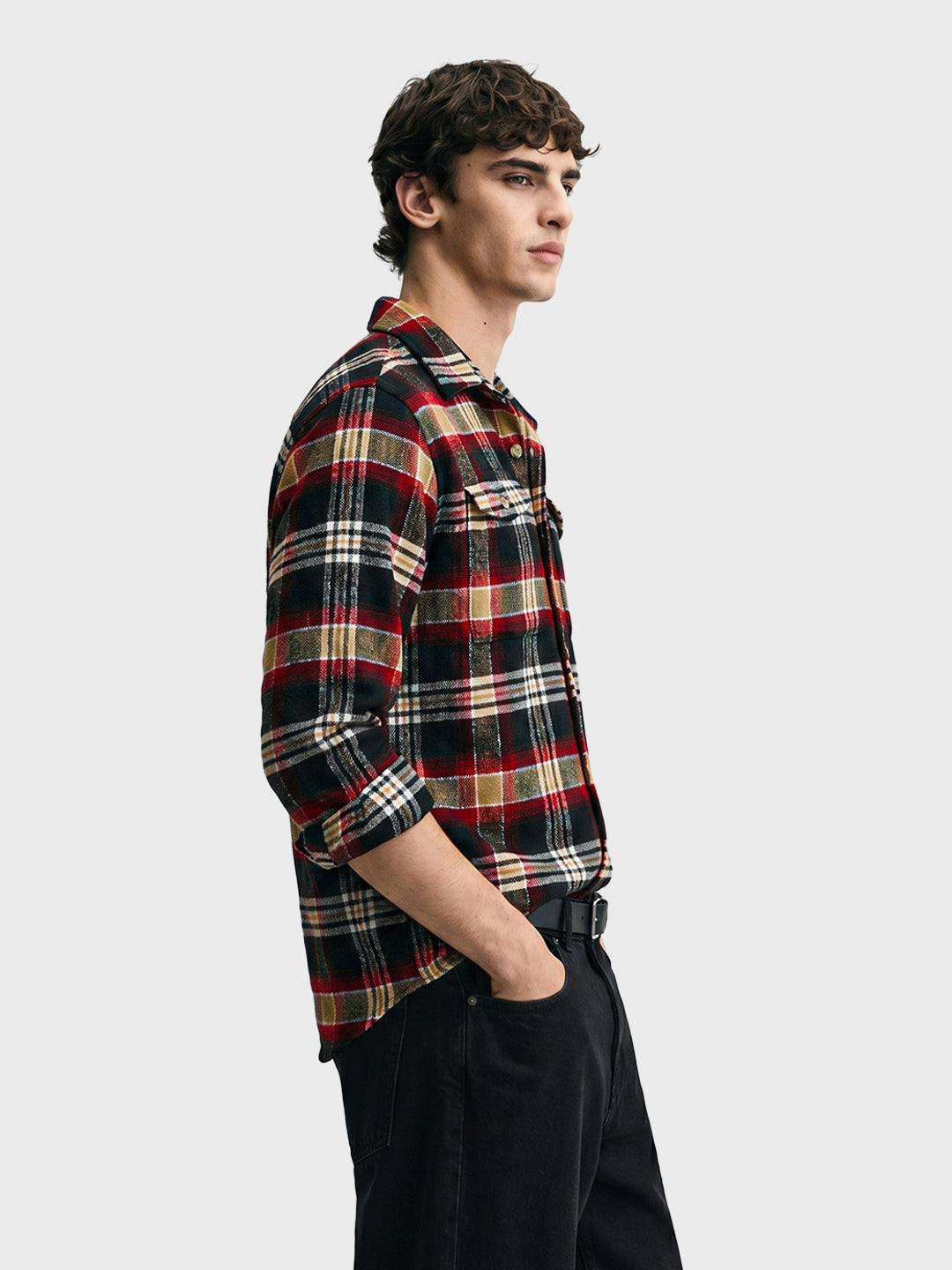 Men's Red Regular Fit Checkered Casual Shirt