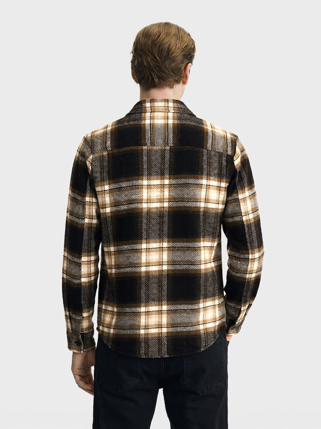 Men's Black Regular Fit Checkered Casual Shirt