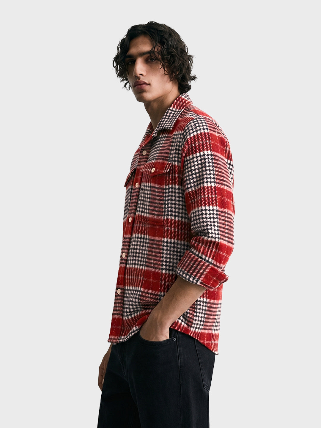 Men's Red Regular Fit Checkered Casual Shirt