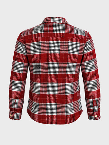 Men's Red Regular Fit Checkered Casual Shirt