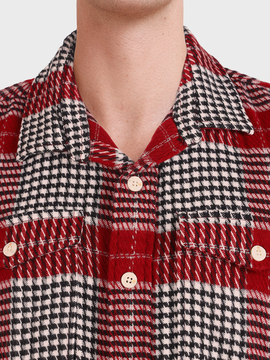 Men's Red Regular Fit Checkered Casual Shirt