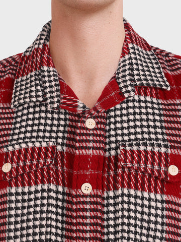 Men's Red Regular Fit Checkered Casual Shirt