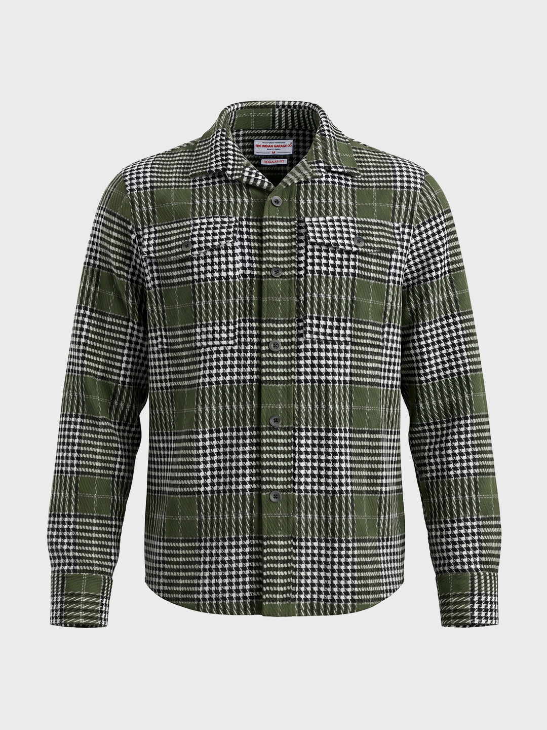 Men's Green Regular Fit Checkered Casual Shirt