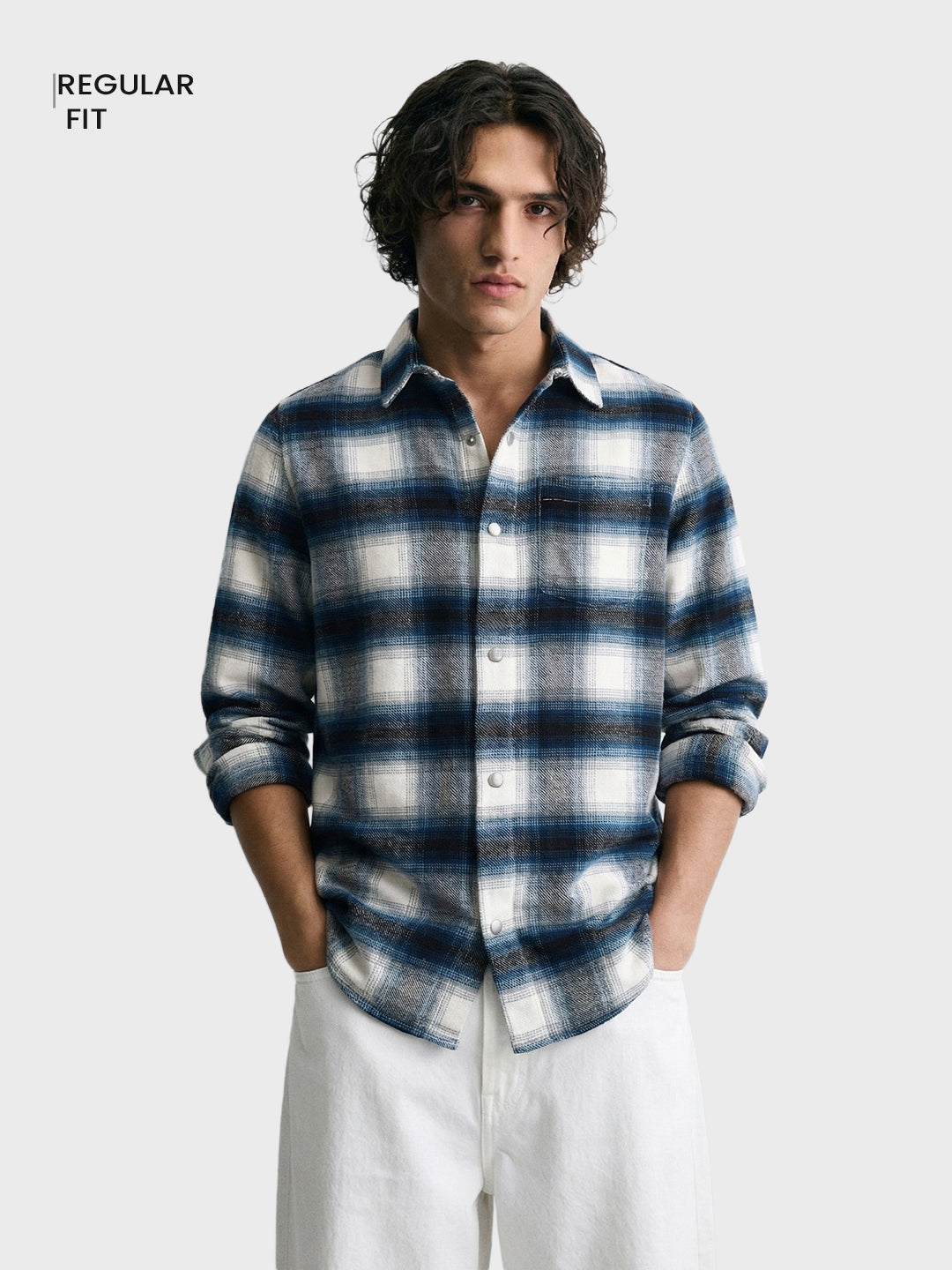 Men's Teal Regular Fit Checked Casual Shirt