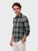 Men's Green Slim Fit Checkered Casual Shirts