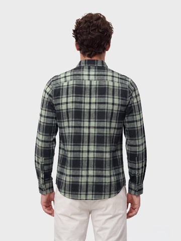 Men's Green Slim Fit Checkered Casual Shirts
