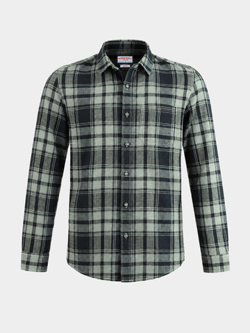 Men's Green Slim Fit Checkered Casual Shirts
