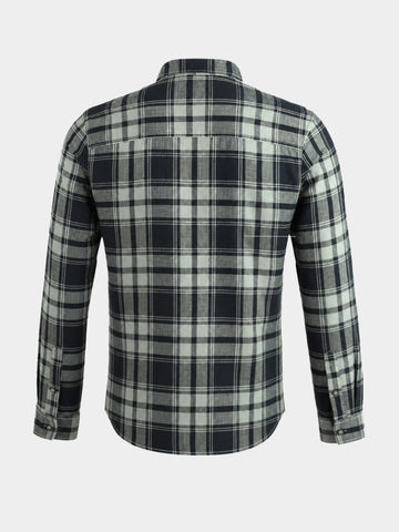 Men's Green Slim Fit Checkered Casual Shirts