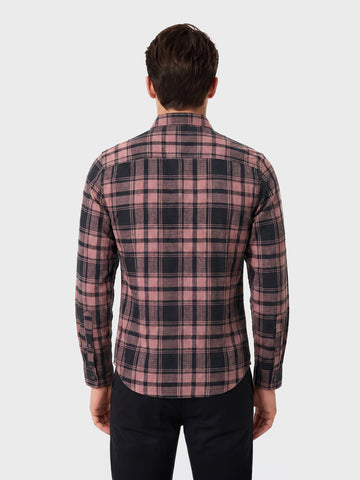 Men's Pink Slim Fit Checkered Casual Shirts
