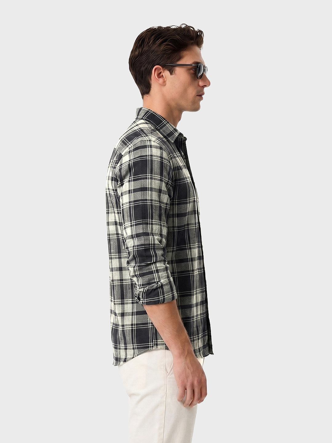Men's Green Slim Fit Checkered Casual Shirts