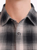 Men's Grey Slim Fit Checkered Casual Shirts