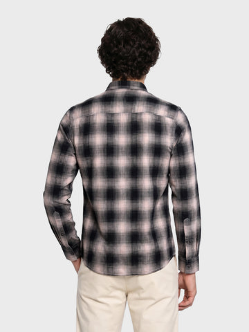 Men's Grey Slim Fit Checkered Casual Shirts