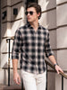 Men's Grey Slim Fit Checkered Casual Shirts