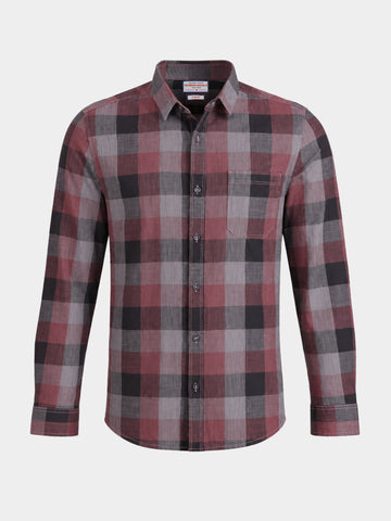 Men's Pink Slim Fit Checkered Casual Shirts