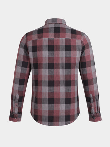 Men's Pink Slim Fit Checkered Casual Shirts