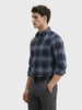 Men's Grey Slim Fit Checkered Casual Shirts