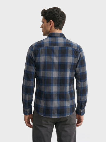 Men's Grey Slim Fit Checkered Casual Shirts