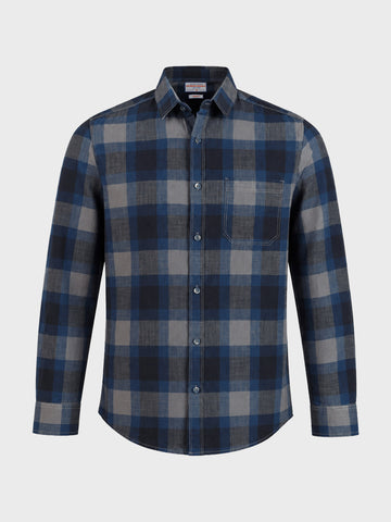 Men's Grey Slim Fit Checkered Casual Shirts