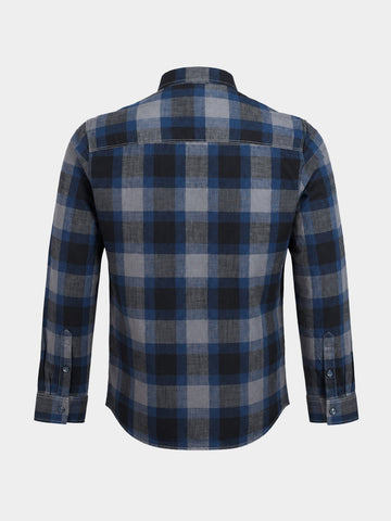 Men's Grey Slim Fit Checkered Casual Shirts