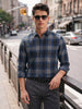 Men's Grey Slim Fit Checkered Casual Shirts