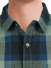 Men's Green Slim Fit Checkered Casual Shirts
