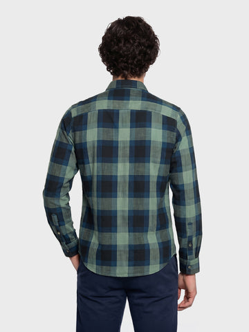Men's Green Slim Fit Checkered Casual Shirts