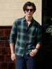 Men's Green Slim Fit Checkered Casual Shirts