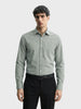 Men's Green Slim Fit Checked Formal Shirt