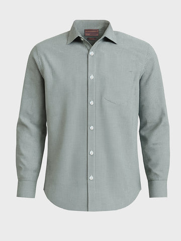 Men's Green Slim Fit Checked Formal Shirt