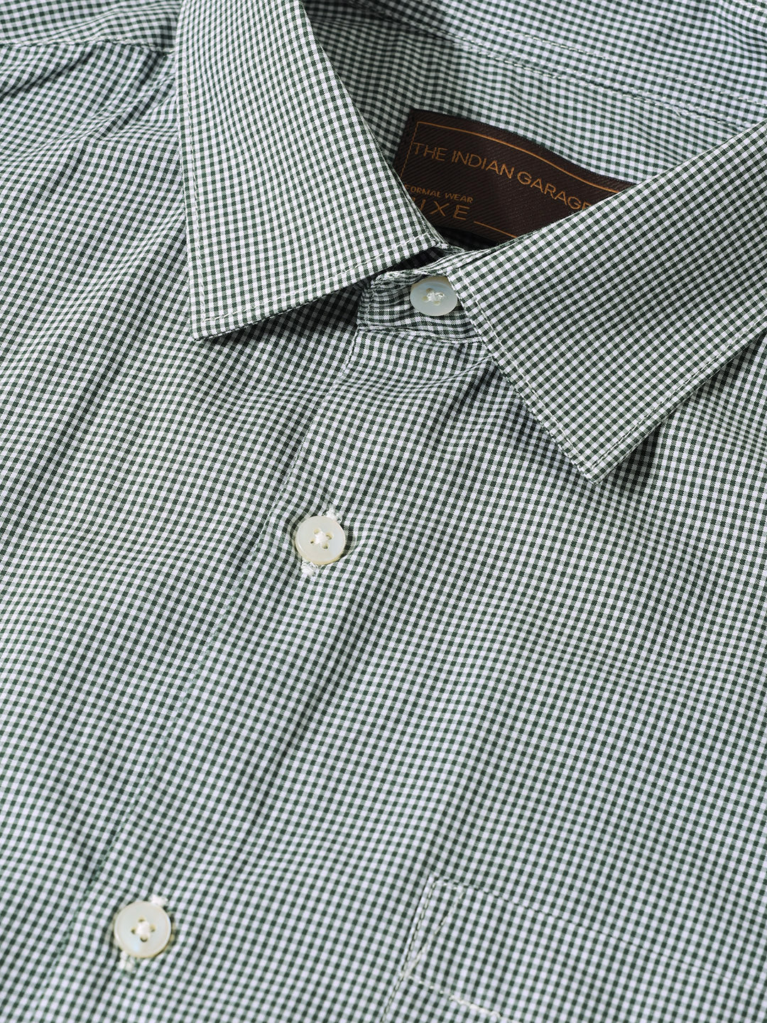 Men's Green Slim Fit Checked Formal Shirt