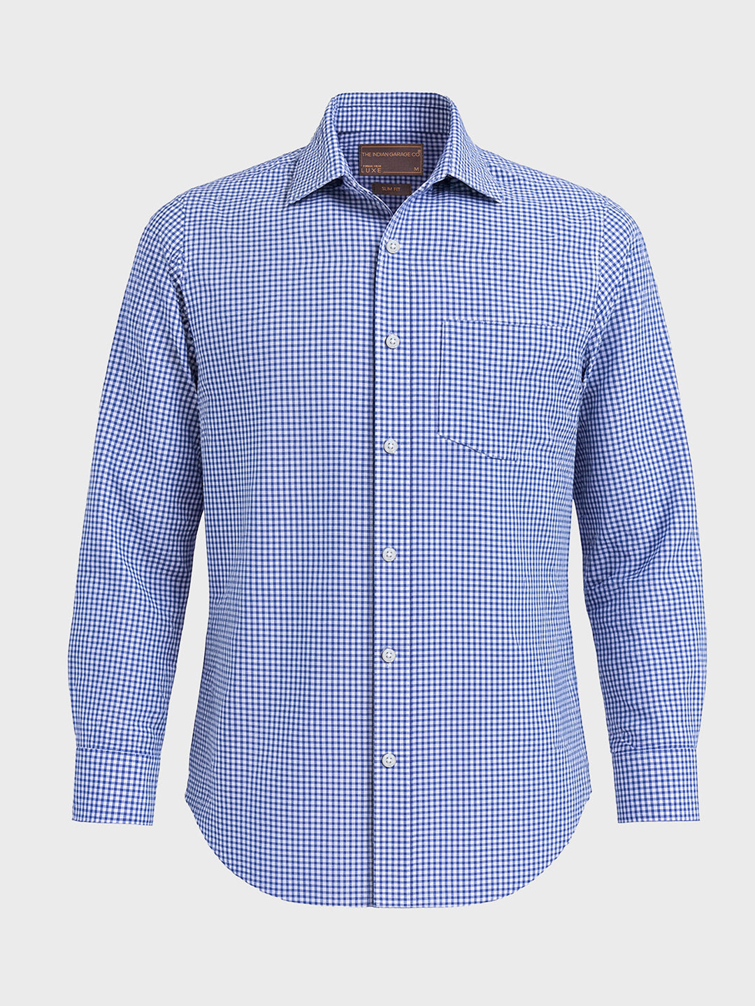 Men's Blue Slim Fit Checked Formal Shirt