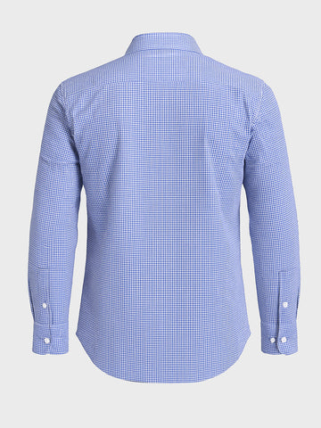 Men's Blue Slim Fit Checked Formal Shirt