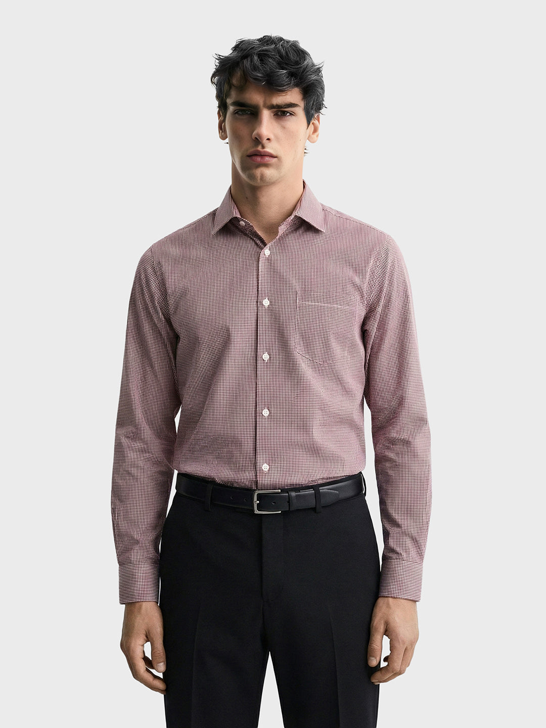 Men's Brown Slim Fit Checked Formal Shirt