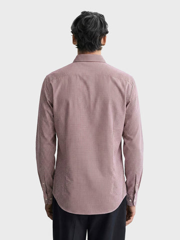 Men's Brown Slim Fit Checked Formal Shirt