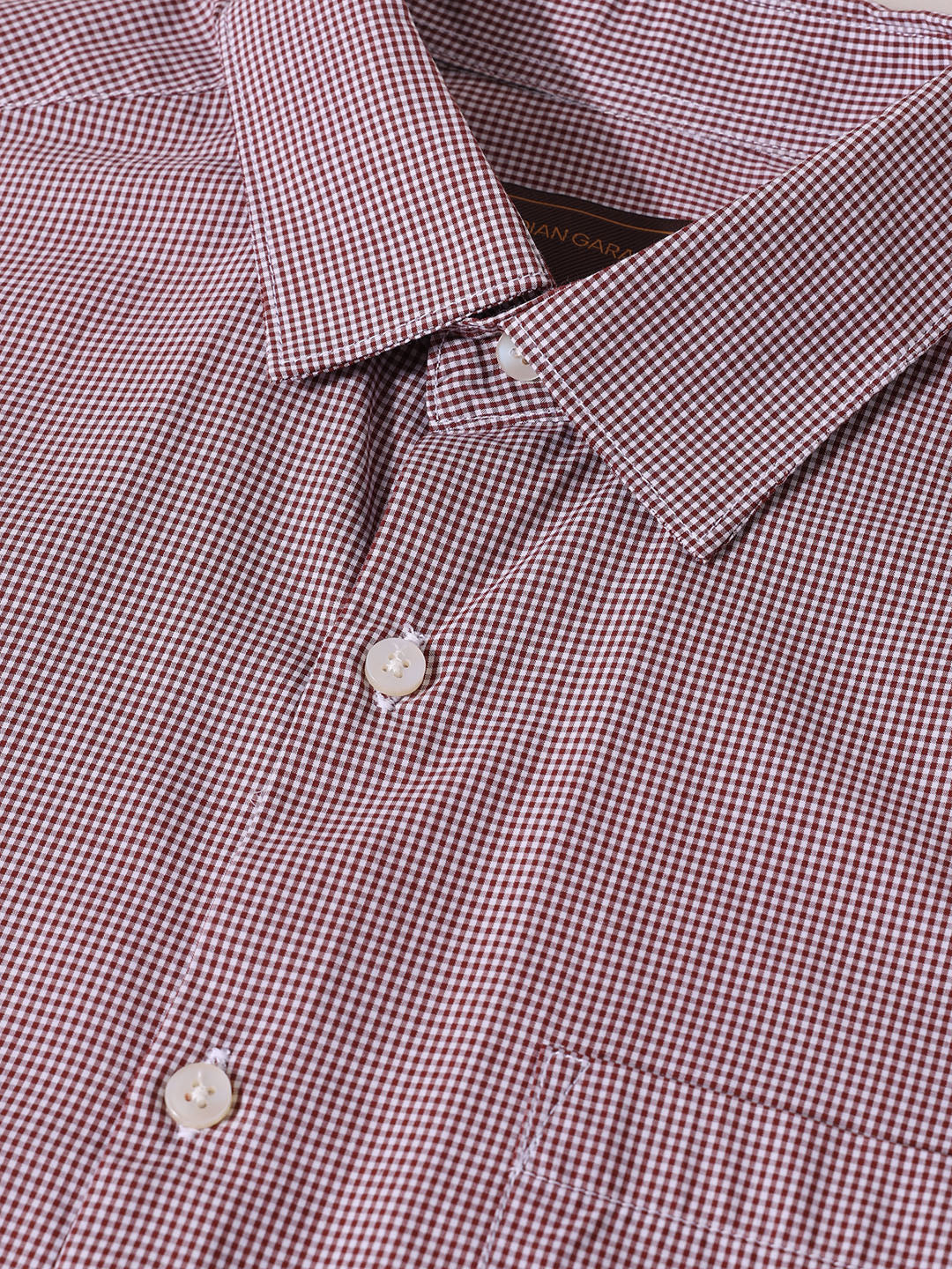 Men's Brown Slim Fit Checked Formal Shirt