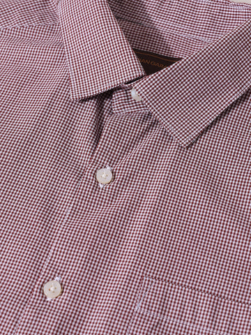 Men's Brown Slim Fit Checked Formal Shirt